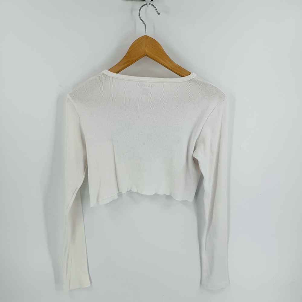 Brandy Melville Graphic Tee Radio Silence Cropped Long Sleeve Size S - Picture 2 of 5